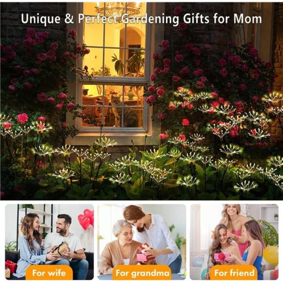 Solar Garden Lights 2 Pack Twinkling Solar Firework Lights with 2 Modes 120LED - Picture 4 of 7